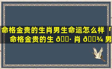命格金贵的生肖男生命运怎么样「命格金贵的生 🌷 肖 🌾 男生命运好吗」